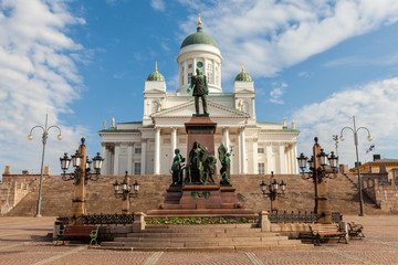 Statue of Alexander II and Helsinki Cathedral