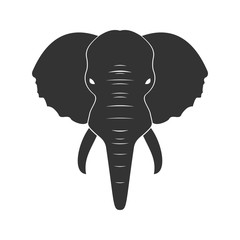 Black Elephant in flat isolated on white background. Vector illustration