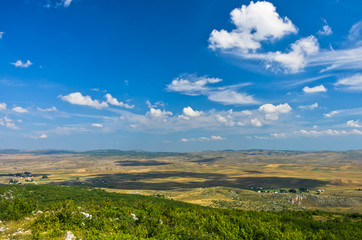 Naklejka premium Panorama of Pešter plateau landscape in southwest Serbia