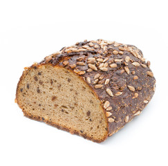 Rye bread isolated on white background.