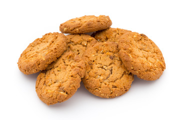 Oatmeal cookies with isolated background.