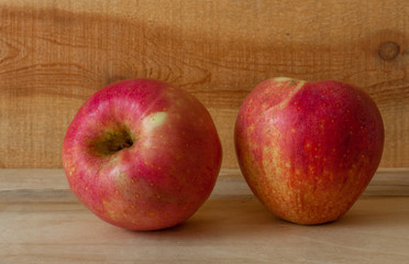 Closed up new and fresh apple on wood background