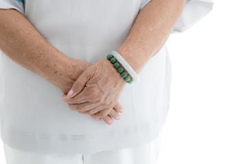 Aging process - old senior woman hands wrinkled skin © nuiiko