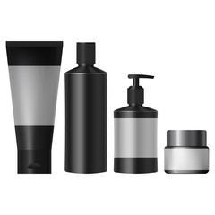 set realistic black cosmetic jars
