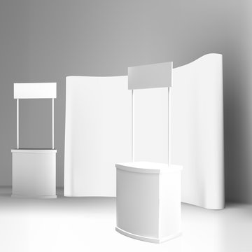 Trade exhibition stand, Exhibition Stand round, 3D rendering vis