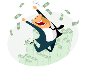 Happy businessmen jumping