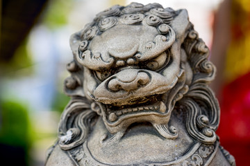 Fototapeta na wymiar Stone White Lion statue, Thailand