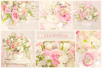 collage of Wedding bouquet made from colored filter