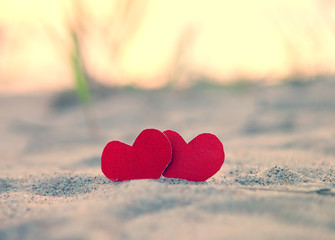 Fototapeta premium Hearts on the Seashore