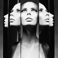 Woman and mirrors