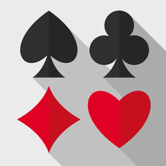 Playing cards suits flat icons