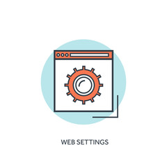 Flat lined web settings icon. Gear symbol. Tools.