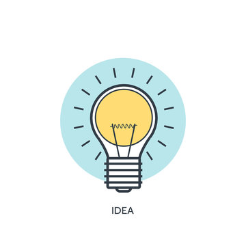 Flat lined buld icon.