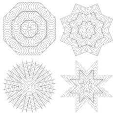 Set of knot symbols, geometric design decorative elements