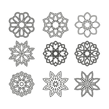 Set of ornate vector mandala symbols.