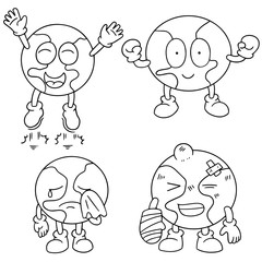vector set of cartoon earth