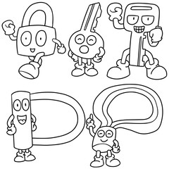 vector set of lock and key cartoon