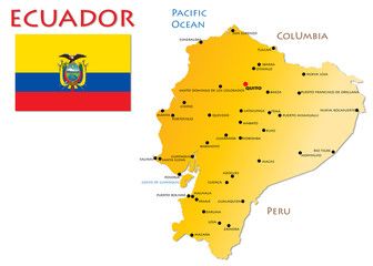 Obraz premium Ecuador, flag and map