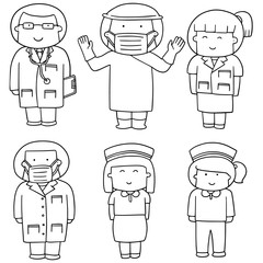 vector set of medical staff