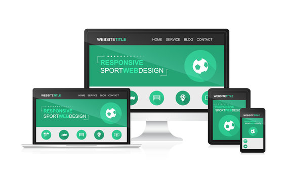 Responsive web design with sport theme.
