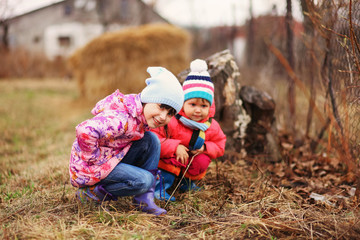 The child in garden.