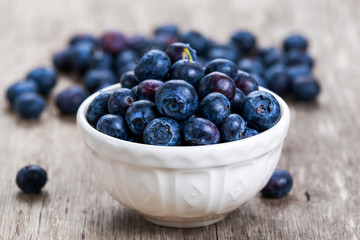 Fresh Blueberry in bowl. concept for healthy eating.