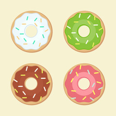 Obraz premium Multicolored donut vector illustration