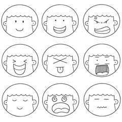 vector set of cartoon face