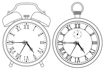 Alarm clock and pocket watch