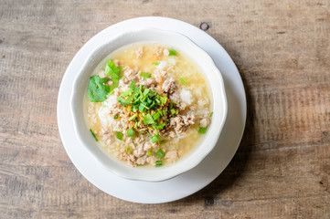 Asian style food eaten with soft boiled rice