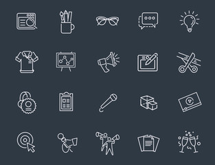 Thin line icons set. Icons for business, digital marketing.