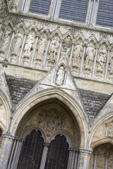 Fototapeta na wymiar Salisbury Cathedral Facade, England