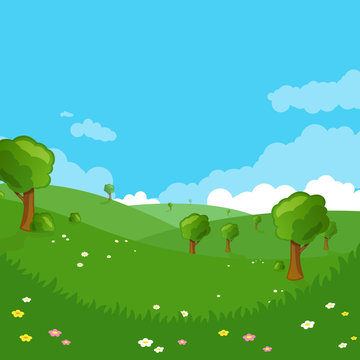 Vector Illustration of a Green Landscape