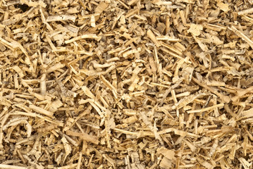 Small wood chips close up