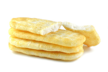 Rice cracker on white background