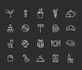 Icon Set For Restaurant, Cafe And Bar