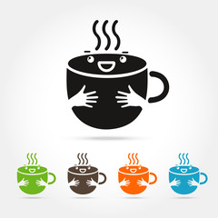 coffee cute cup logo design elements