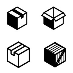 Vector black boxs pictogram icons set. Mail Box icon. 