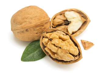 walnuts on white background
