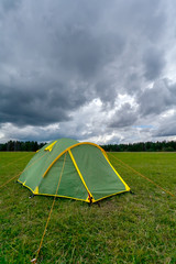 Tourist tent on nature