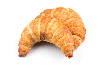 Croissant over white background