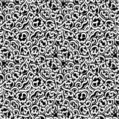 Abstract swirls, black and white seamless pattern