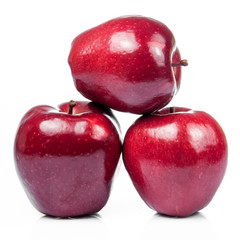 fresh red apples  isolated on white.  Red apple on white backgro