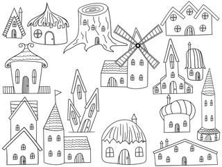 House coloring book vector illustration