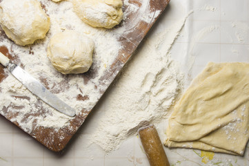 dough on a wooden Board
