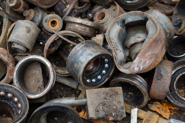 Useless, worn out rusty brake discs shock absorber and other