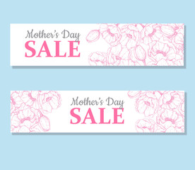 Mother's day sale illustation. Detailed flower drawing. Great banner, poster, flyer for your business
