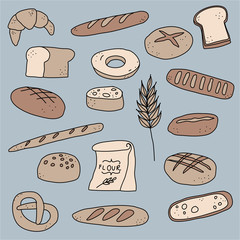 Bread bakery doodle illustration drawing background icon