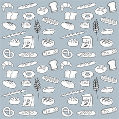 Bread bakery doodle illustration drawing background icon