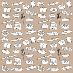 Bread bakery doodle illustration drawing background icon